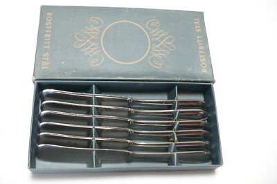 6 Rostfritt Stal Sweden Demitasse / Desert Knife SS Kuvertmorknivar 9-616 1/2ds