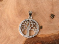 AnhäNger 925 Sterling Silber Baum Lebensbaum Zirkonia Neu