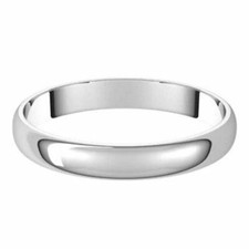 SIZE 6 Comfort Fit 14kt White Gold 3mm Wedding Band Ultra Light Half Round Ring