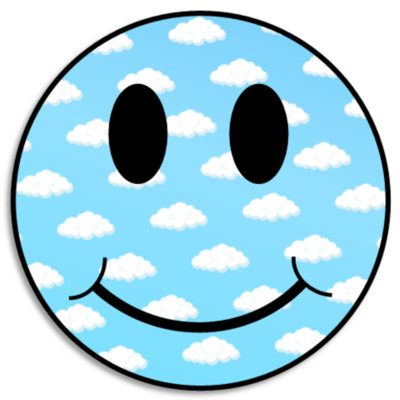 Cloudy Sky Smiley Face - 3 Pack Circle Stickers 3 Inch - Blue Happy Smile