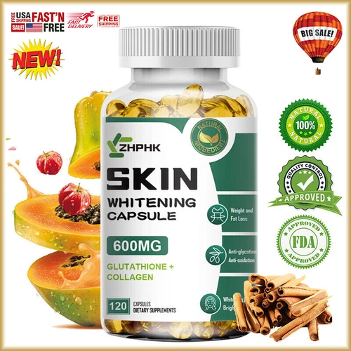 120 Capsules Collagen Glutathione Pills Whitening Skin Bleaching Lightening Best
