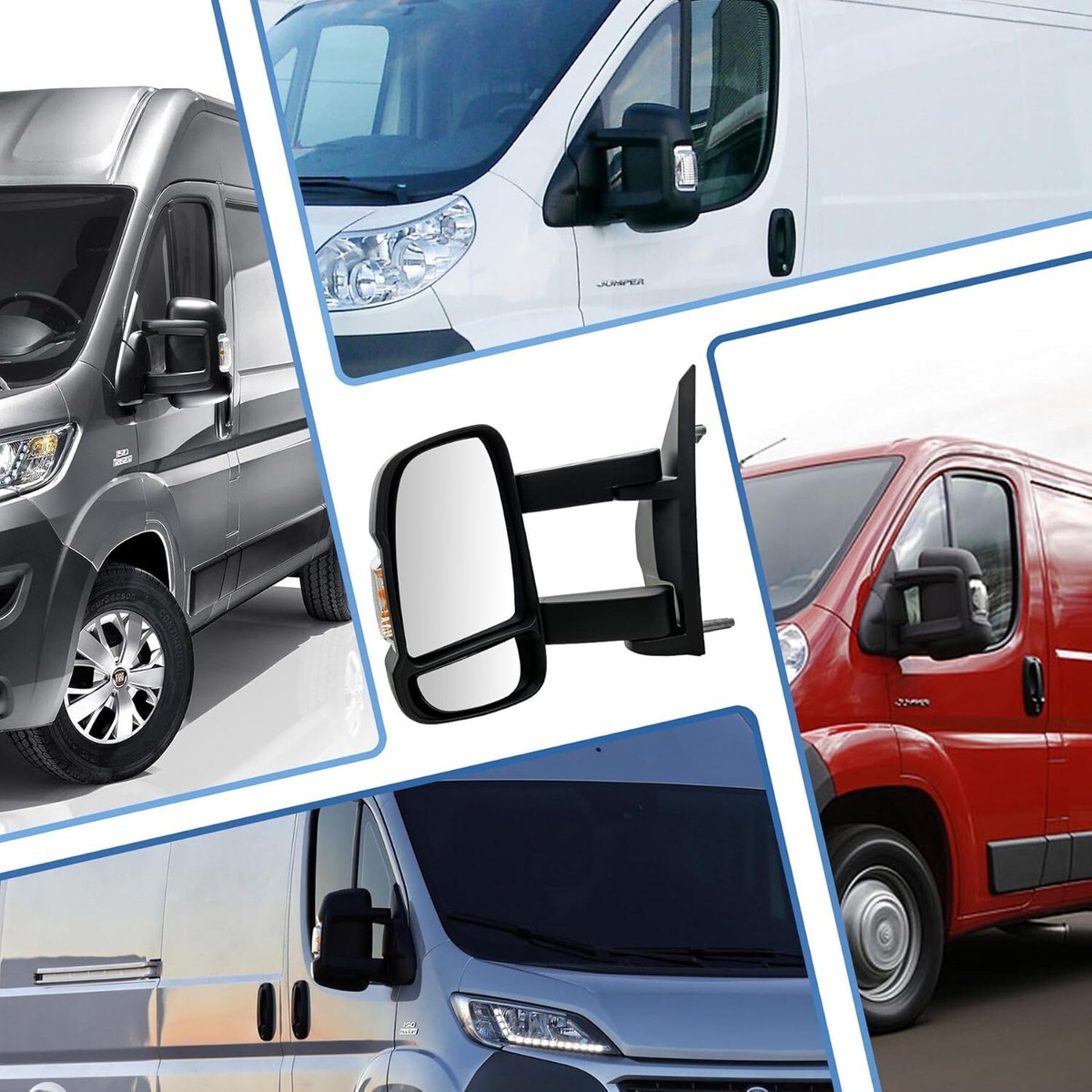 Left Side Long Arm Electric Wing Mirror For Fiat Ducato 2006-2024 – Passenger Side Black