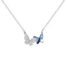 925 Sterling Silver Butterfly Crystal Necklace, Butterfly Necklace, Gift for Her