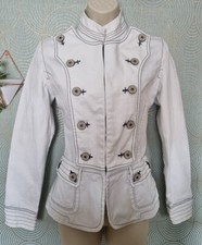 #rare Vintage Steampunk Military Style Denim Jacket By Pepe Jeans Size S Uk 8