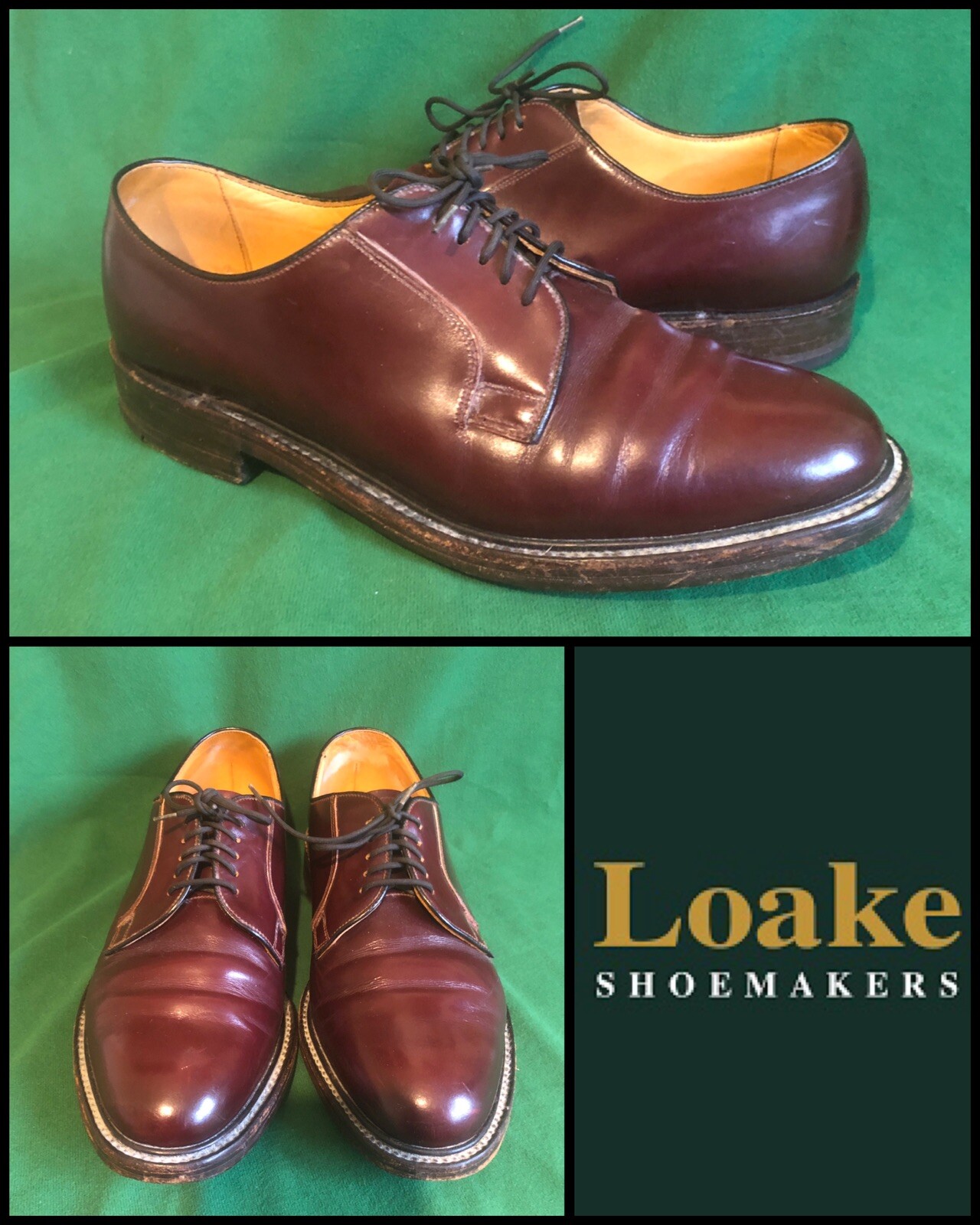 SAOLA LOAKE 771T: scarpe da uomo in pelle lucida bordeaux Derby Goodyear saldate: Regno Unito 8