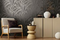Vliestapete Blattmuster Dschungel Floral Tropen Schwarz Grau 39933-4 (2,72€/1Qm)