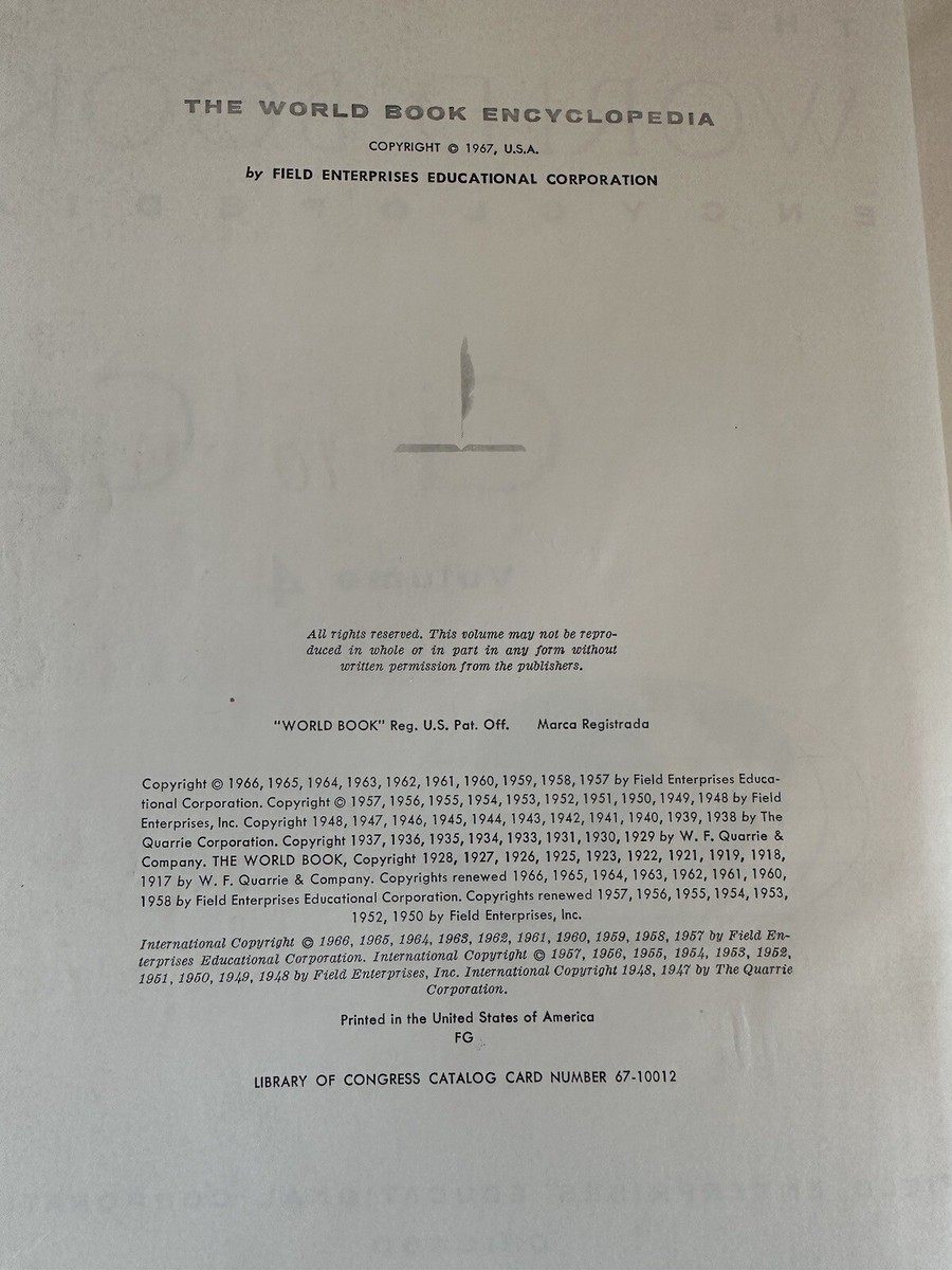 Vintage 1967 The World Book Encyclopedia Ci to Cz Volume 4
