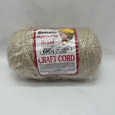 Pepperell-Bonnie Macrame Craft Cord 6mmX100yd-Pearl (Beige)