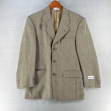 Claiborne Womens Wool Blazer 38s Brown Glen Houndtooth Oversized Shoulder Pads