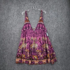 NEW Free People Dress Womens L Large Purple Me to You Slip Mini V Neck A Line