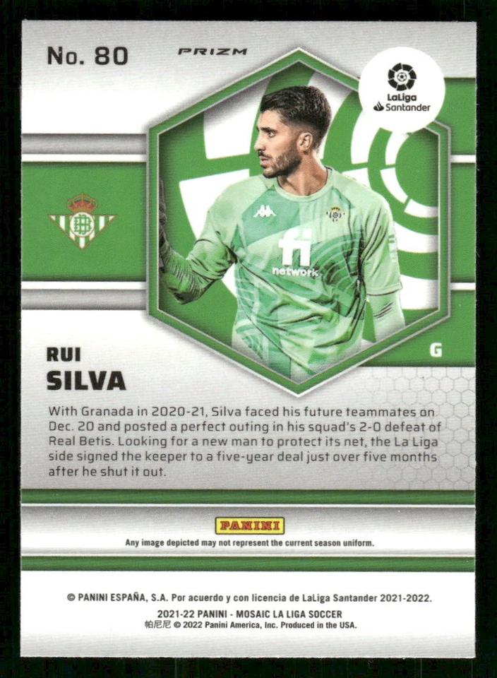 2021-22 Panini Mosaic La Liga Rui Silva Mosaic Red #80 Card - Image 2 of 2