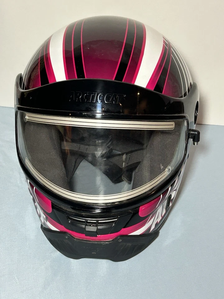 Casco de moto de nieve pequeño Arctic Cat - antiniebla - negro, blanco y rojo Foto 4 de 4