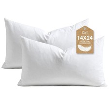 DWR Feather Down Throw Pillow Inserts Organic Cotton, 14x24, Set Of 2