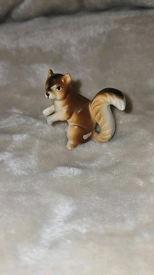 Vintage Miniature Squirrel Figurine Brown 1.75  Ceramic Big Eyes Cute Bone China