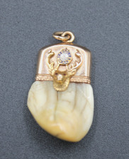 BPOE 10KT Elk Tooth Enamel Pendant Antique  Elks Lodge Charm Tested  6 Grams