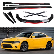 For Dodge Charger Front Bumper Lip Splitter Spoiler Gloss Black Red Body Kit