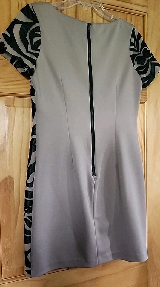 Vestido para mujer Sable & Zoe talla M, negro bordado transparente, forrado, ajustado, cremallera Foto 3 de 4