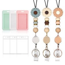 9 in 3 Sets Retractable Lanyards for ID Badges with ID Holder Teacher Lanyard...