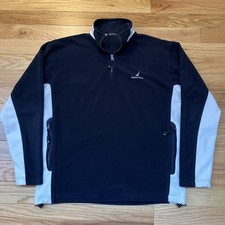 Nautica Fleece Quarter Zip Pullover Sweatshirt Blue Men  s Size Large Logo