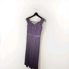 David Bridal Gown Women 10 Lilac Crochet Zip Back Maxi Slit Empire Formal Dance