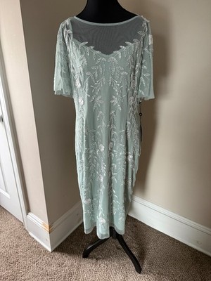 Adrianna Papell Beaded Short Dress, 16 / Green