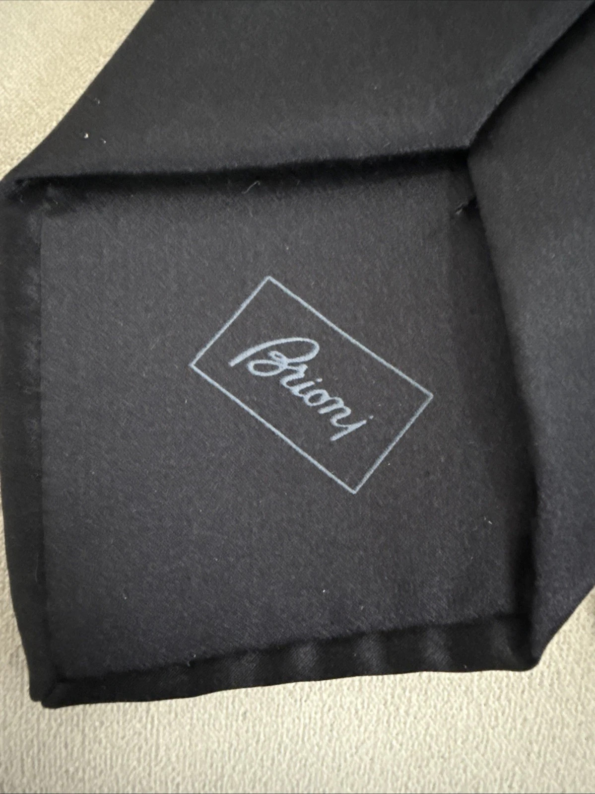 $490 BRIONI Lux Essential Solid Black Satin XL Ne… - image 4