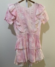 LoveShackFancy Natasha Mini Dress in Pink Sz S