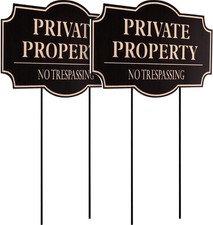 2-Pack No Trespassing Signs, 11.8 X 6.7 Inches, Private Property Decorative Sign