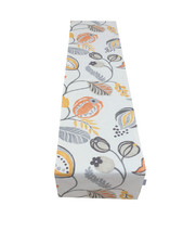 Christmas gift floral botanical cream orange grey linen Table Runner fully lined