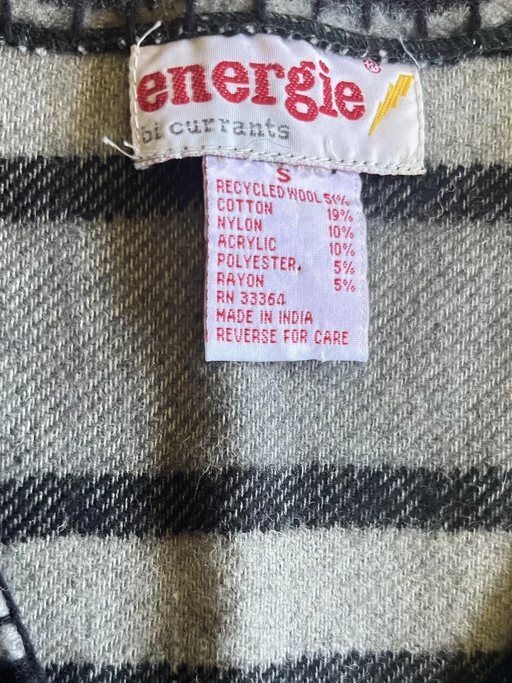 Energie Vest Womens Small Gray Black Stripe Wool Blend Button Front Pockets - Image 2 of 4