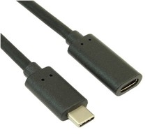 6inch USB 3.2 Gen 2 Type-C Male to Female EXTENSION Cable 10 Gbps Black