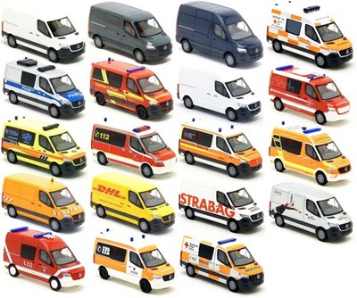 Busch - MB Mercedes Benz Sprinter 18 kurz Kasten Bus Modelle zur Auswahl 1:87 H0