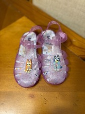 Bluey Toddler Girls Purple Sparkle Jelly Fisherman Sandals Size 12