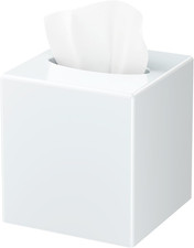 Tissue Box Cover, Square Plastic Tissue Box Holder with Anti Slip Base, Modern D