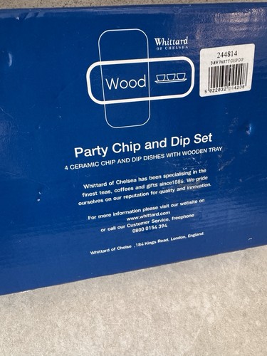 Whittard of Chelsea Polka Dot Chip & Dip Set - 4 Schüsseln + Holztablett, blau/weiß - Bild 7 von 7