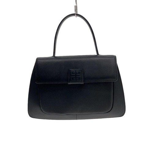 Givenchy Black Leather Top Handle Flap Handbag Auth