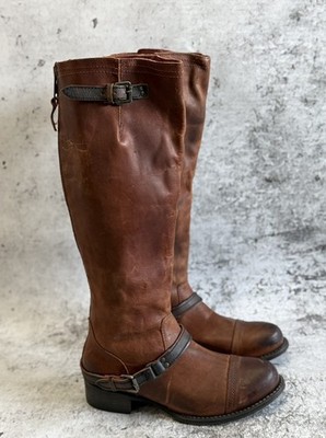 Freebird by Steven Roadey Leather Brown Harness Ankle Boots Moto Women Size 9