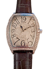 Mobangtuo Women's 10" Silvertone Gemmed Watch Oversize Black Band New Battery