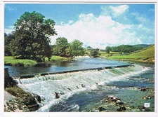 United Kingdom UK Postcard Weir Above Linton Falls Wharfedale Yorkshire