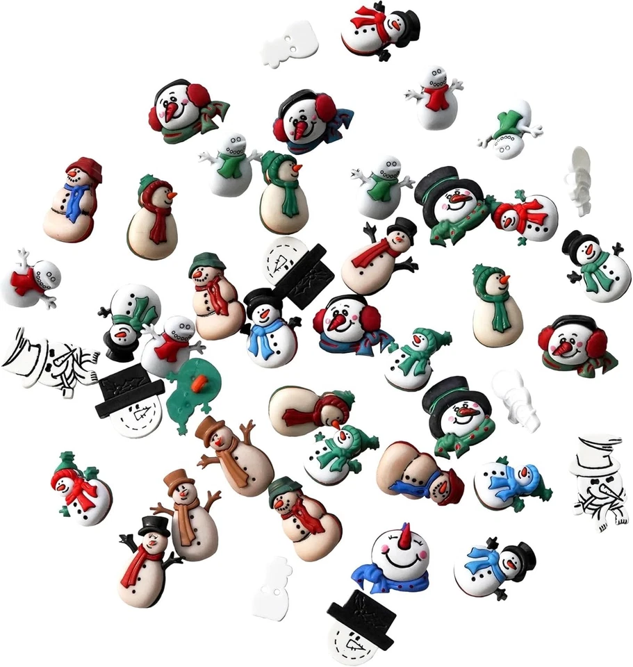 Snowman Craft Buttons Assortment - 50 Piece Winter Embellishments - Image 4 of 4