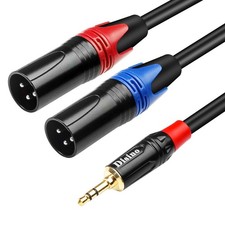 Disino 1/8 Inch to Dual XLR Male Y-Splitter Cable,Unbalanced 3.5mm Mini Jack ...