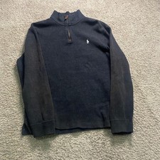 Polo Ralph Lauren Mens Grey Quarter Zip Pullover Sweater Size Large L Pony