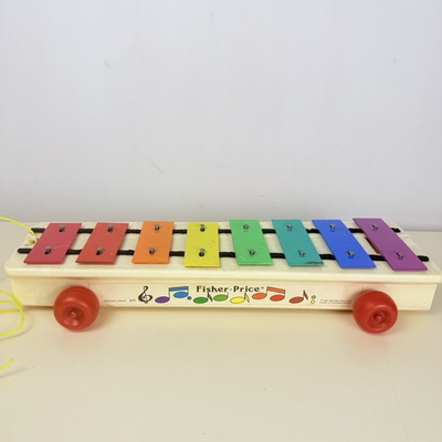#ad Vintage Fisher Price Pull A Tune Xylophone #870 1964 Wooden Toy USA No Mallet $12.00