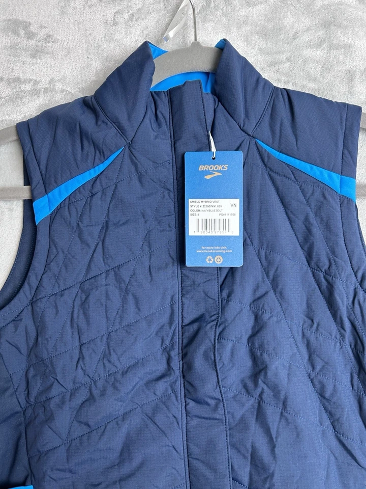 BROOKS Shield Hybrid Vest Womens Size Small Navy Blue Bolt Lightweight Run Happy - Image 2 of 4