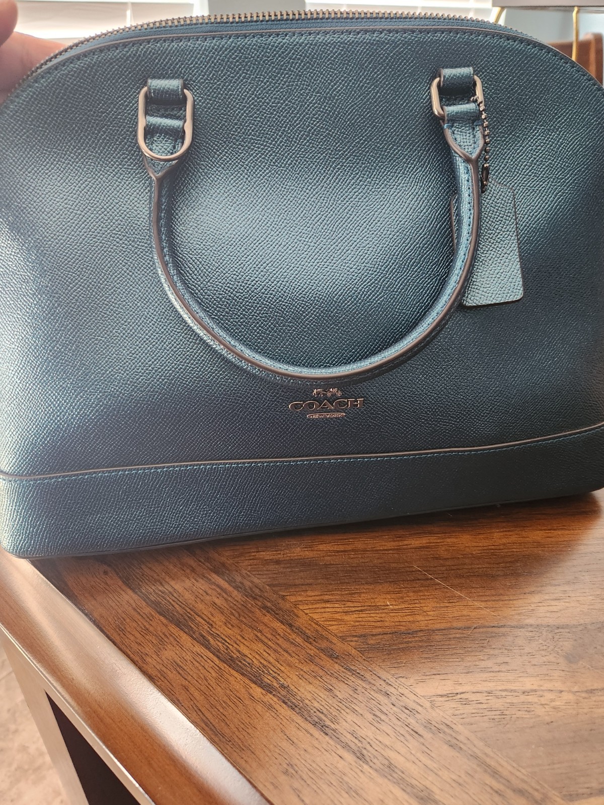 Coach Dome Satchel  Metallic Dark Teal thumbnail 8