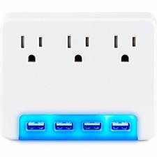 CyberPower Wall Tap Outlet, 3 x NEMA 5-15R, 4 x USB-A Ports, 125V P3WUH