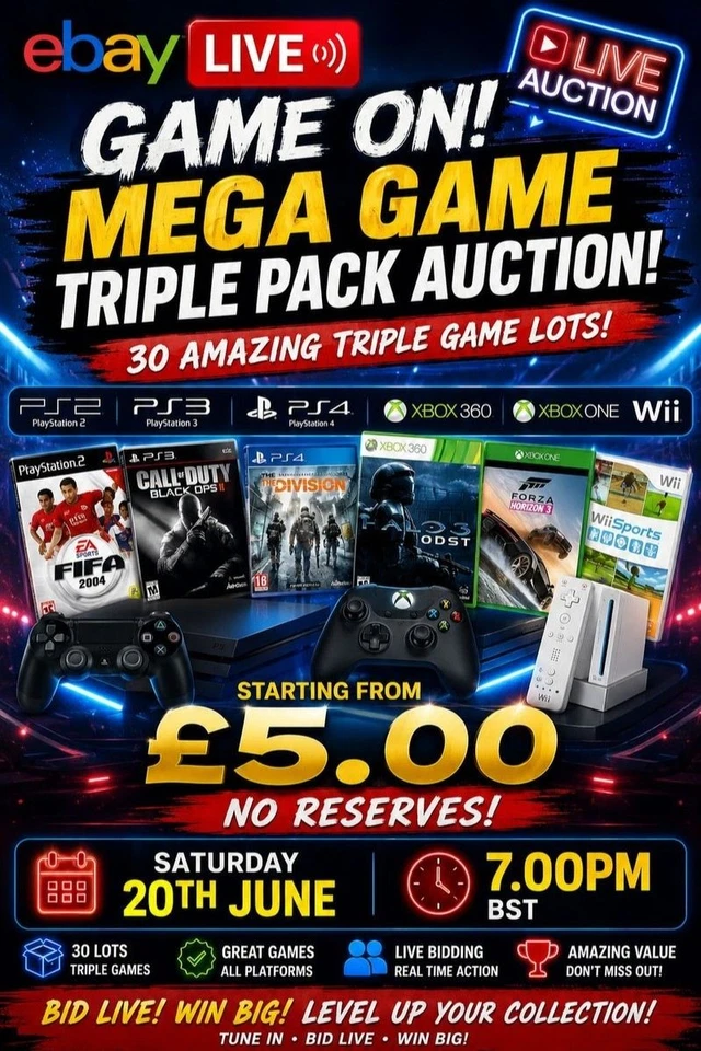 Live Game Auction | 30 Triple Bundles | PS2 PS3 Xbox Wii & More!