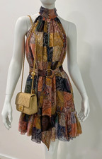 New! Zimmermann Ninety Six Smock Patchwork Dress Size 0 / XS,  Silk Halter