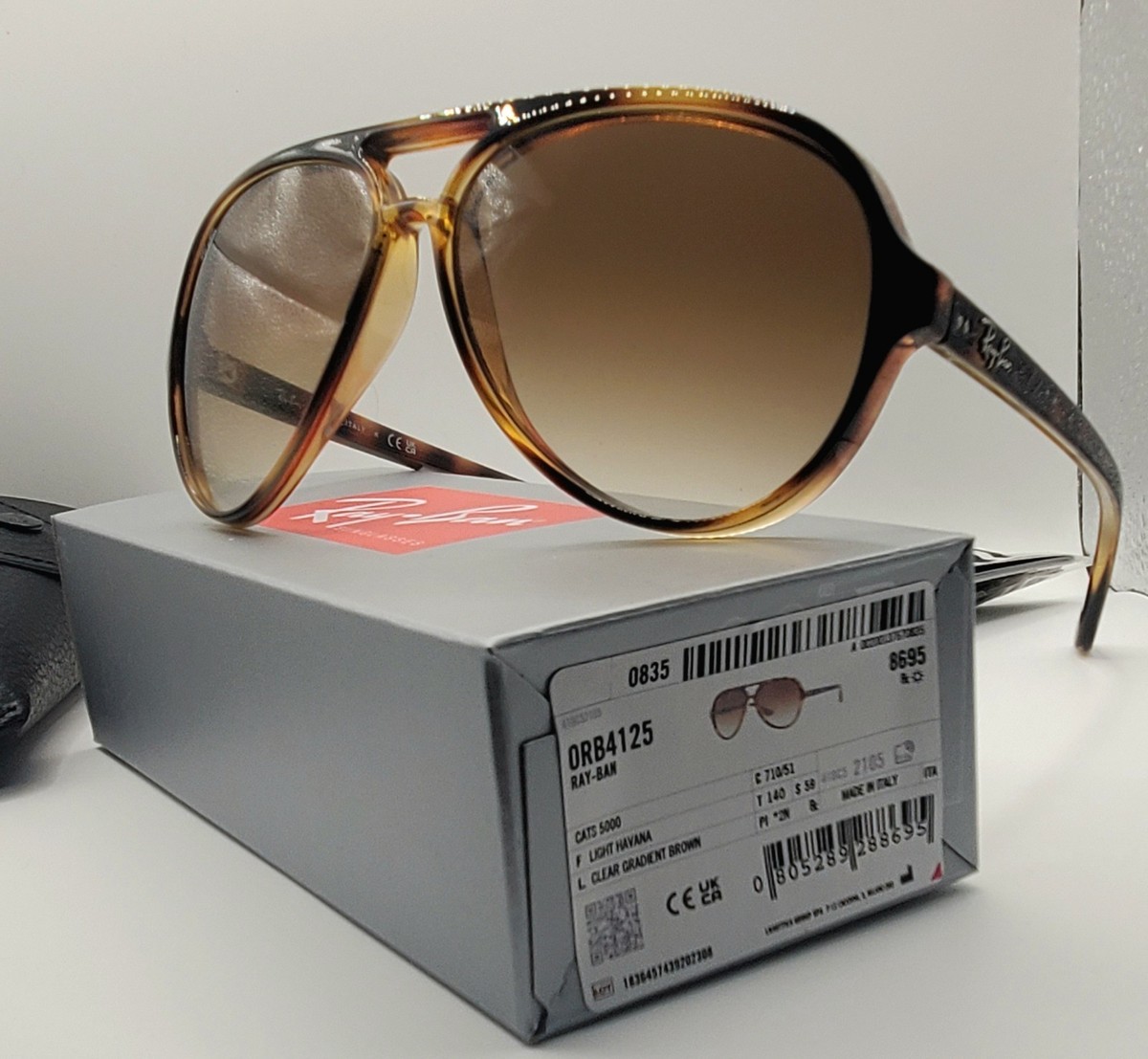 New Ray-Ban Cats 5000 Havana Brown Sunglasses RB4125 710/51 59MM