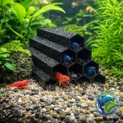 AquaGeex Aquarium shrimp fish fry tube shelter hiding breeding fry cave hex